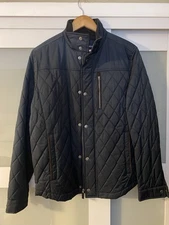 Cremieux Men's Medium Navy Tyler Quilted Jacket Waster Wind Resistant Pocket