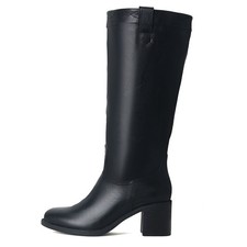 Women’s Autumn Winter Knee High Boots Leather Riding Boots w/ Block Heel&Zip 