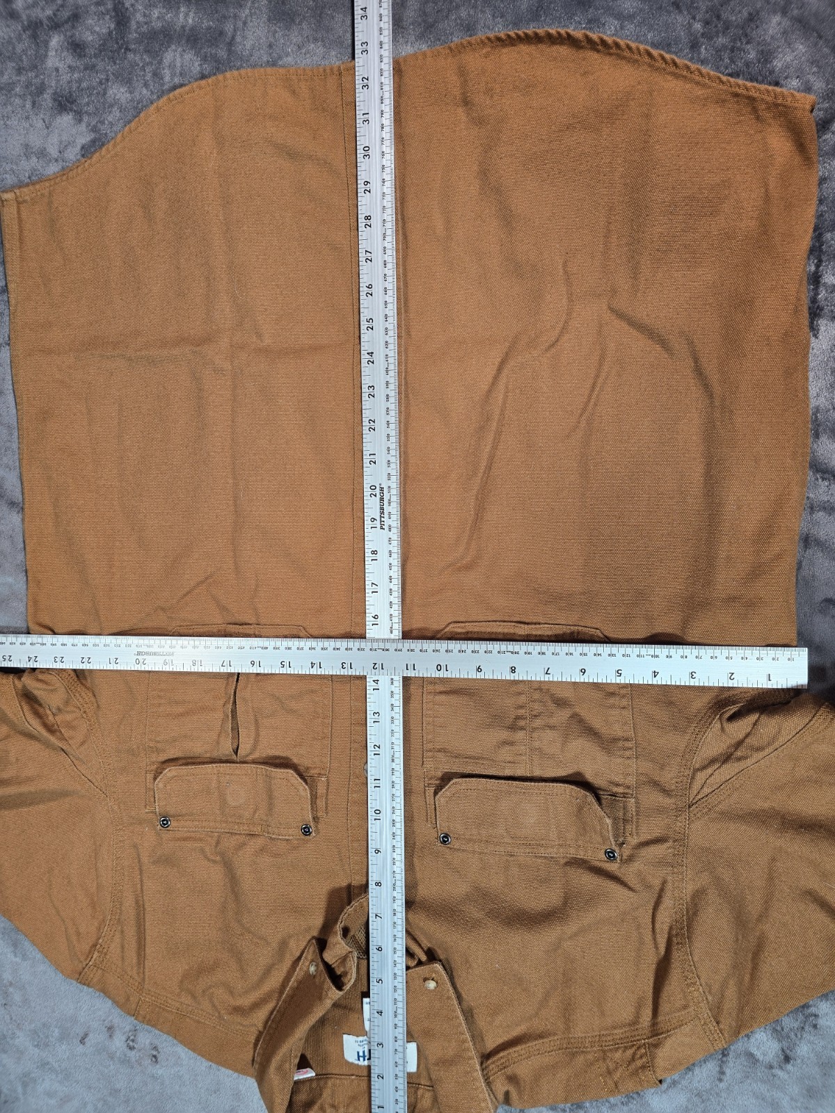 Duluth Trading Co Shirt Mens L Brown Canvas Relaxed Fit Work Wear Vented 