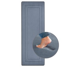 Gray Blue Memory Foam Runner Rug ExtraLong NonSlip Kitchen Bath 17x47 Inch