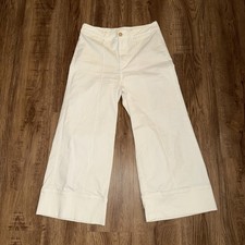 Chino By Anthropologie Size 4 Womens Wide Leg Wide Cuff Crop / Ankle Pant White