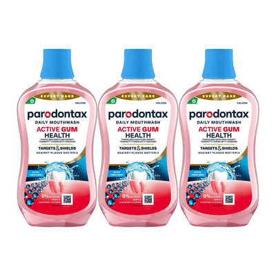 3x Parodontax Active Gum Mundspülung 500ml Alkoholfrei Zinkfluorid