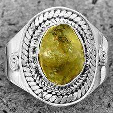 Natural Green Kyanite Rough - India 925 Sterling Silver Ring s.9 Jewelry R-1398