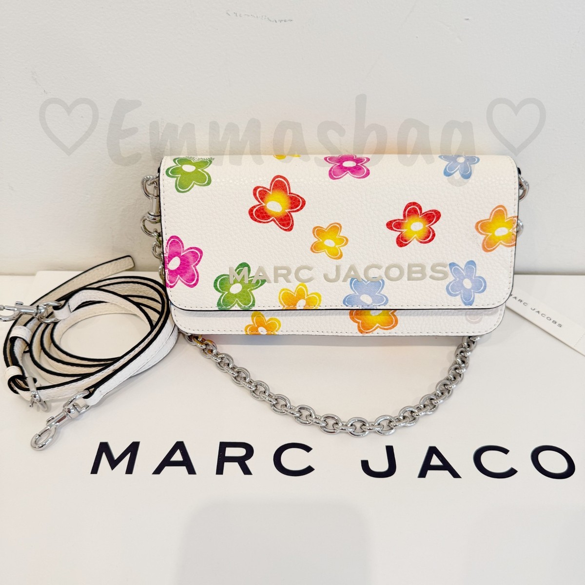 Marc Jacobs Mini Chain Bag 4P6SMN021S01 White Multi $288 Flower