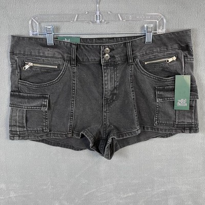 Wild Fable Women's Low-Rise 2'' Denim Camp Shorts Size L Black NWT