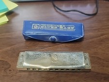 VINTAGE M Hohner Blue Harp Harmonica w/ Case ...