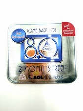 Vintage AOL 8.0 Plus Collectible Metal Tin America Online 2 Months Free Promo