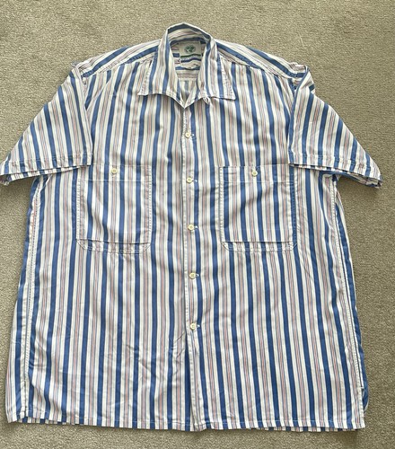 Nigel Cabourn, Nigel Cabourn Vintage 80s Shirt UK Made Size 2 Oversized Stripe Blue White Rare