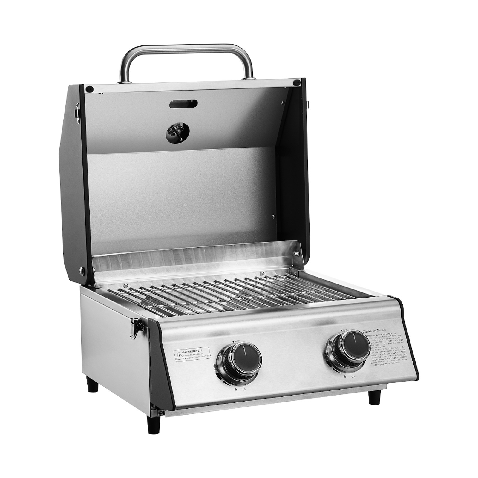 TAINO PLATINUM COMPACT Tischgrill 2 Brenner Gasgrill Edelstahl Kompakt Camping 