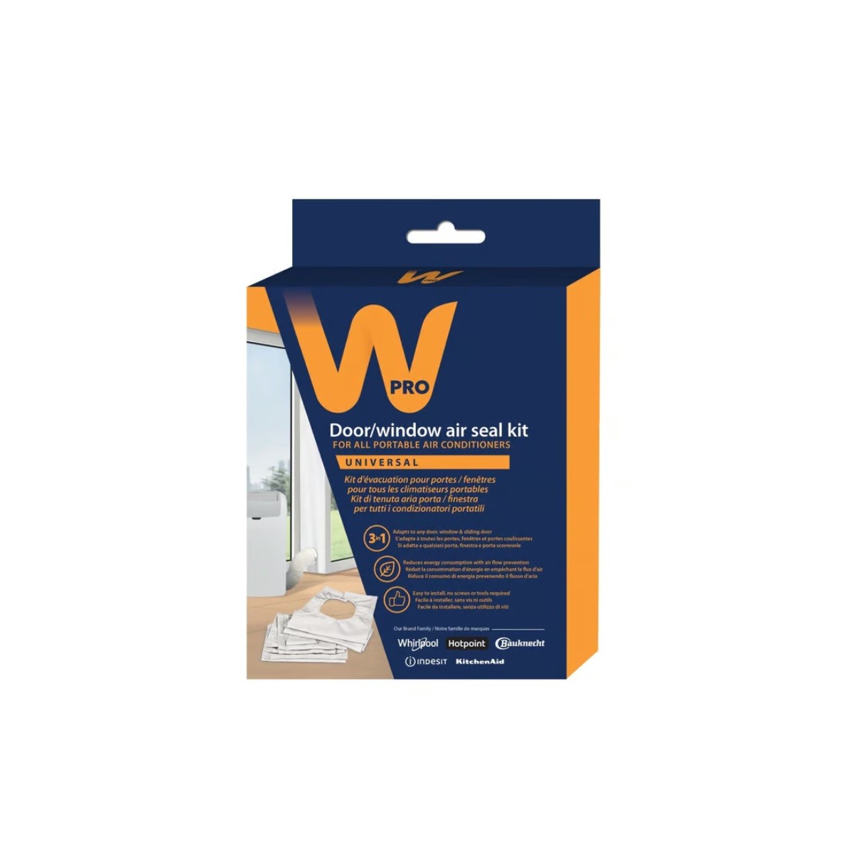 Climatiseur mobile : kit de calfeutrage Wpro ASK023 anti air chaud pour fenêtre
