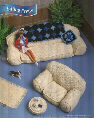 NEW SITTING PRETTY SOFA CHAIR FASHION DOLL ANNIE'S CROCHET PATTERN INSTRUCTIONS