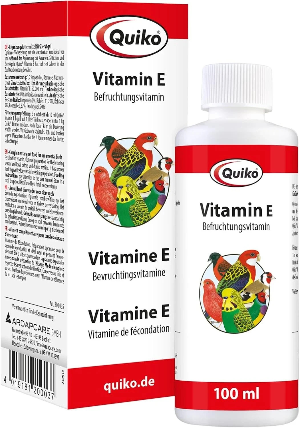 Quiko Vitamin E 100ml Liquid Fertility Supplement for Pet Birds & Pigeons