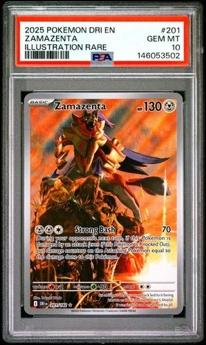 2025 POKEMON DRI EN-DESTINED RIVALS ILLUSTRATION RARE #201 ZAMAZENTA PSA 10