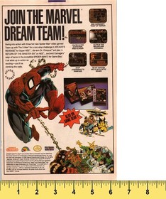 Vintage 1992 Marvel Spider-Man X-Men Video Game Print Ad NES SNES Game Boy LJN