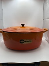 Vintage Le Creuset Oval Casserole Dish Size F 31cm Flame Volcanic Orange 6.3L
