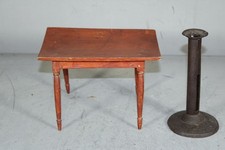 RARE 19TH C SALESMAN SAMPLE COUNTRY SHERATON TAVERN TABLE IN ORIGINAL RED PAINT