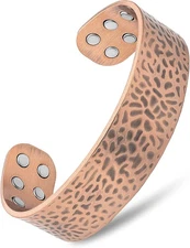 MagnetRX® Pure Copper Magnetic Bracelet Adjustable Cuff (Hammered Copper, M/L)