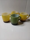 Vintage 3 Yellow & 1 Green Fire King Anchor Hocking Mugs.
