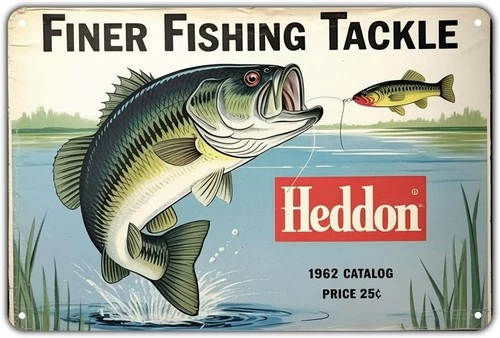 Fishing Lure Tackle Tin Metal Signs Home Décor Vintage Bass Fishing Print Aesthe