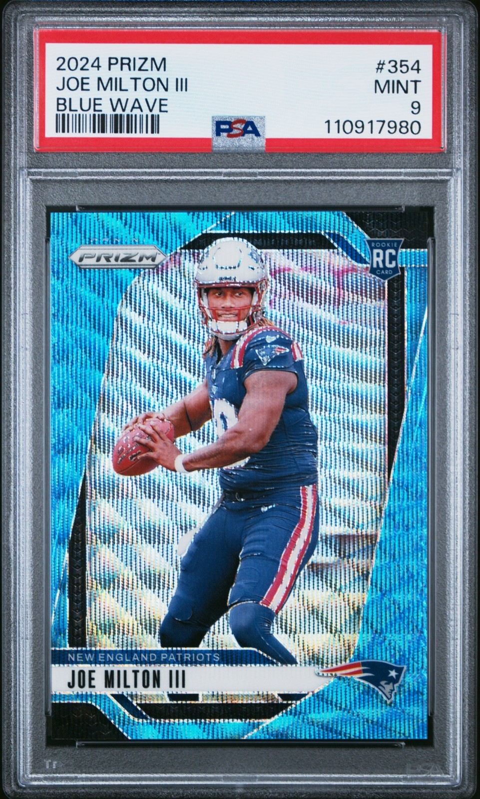 2024 PRIZM JOE MILTON III BLUE WAVE /230 #354 PSA 9 MINT!!!!