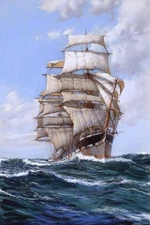 The Lofty Clipper, Clan Macfarlane Painting by Montague Dawson Reproduction