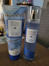 Bath  Body Works DENIM  DAISIES Fine Fragrance Mist  Body Cream SET of 2 NEW