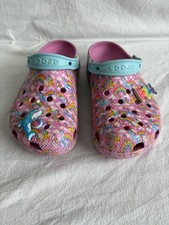 Crocs Lisa Frank Shoes Women's 9 Pink Rainbow Unicorn Jibbitz