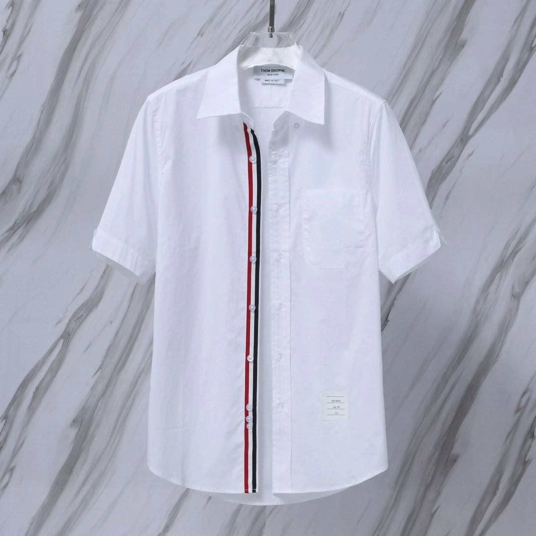 THOM BROWNE Camicie casual unisex Thom Classic Browne bianche tessuto Oxford colletto abbottonato