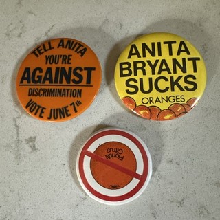 Bottoni politici protesta Anita Bryant