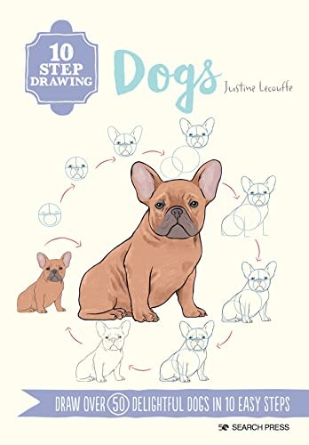 10 Step Drawing: Dogs: Draw over 50 delightful by Justine Lecouffe (PB 2022) - Image 3