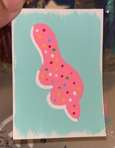 ACEO Original Frosted Dino Cookie 2.5” x 3.5” #3 of 6 in Series
