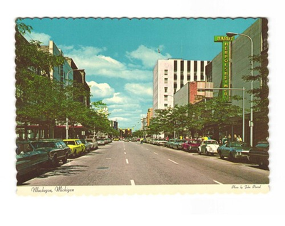 #ad #ad Muskegon MI downtown Street View vintage postcard unposted $5.95