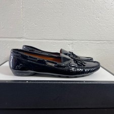 Salvatore Ferragamo 10520 Black Patent Leather Moccasin Loafers Women's 7.5 B