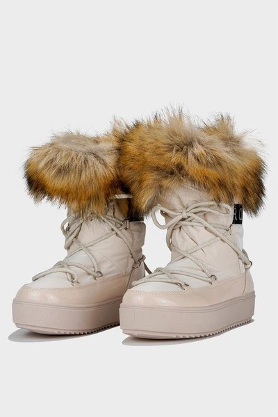 Women Lam Winter Boots Beige Polyester 36