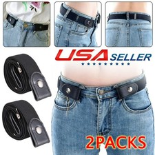 2x Men Women Buckle-free Elastic Invisible Waist Belt for Jeans No Bulge Hassle