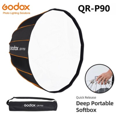 Godox QR-P90 90cm Quick Set-up Parabolic Softbox Bowens mit Grid Tasche