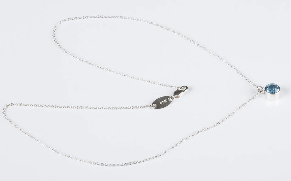 Collar Colgante Astrología Diciembre Topacio Azul Facetado Plata de Ley Foto 4 de 4