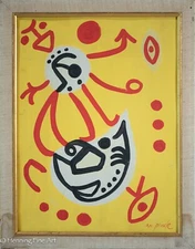 Beautiful Vintage Oil Painting Signed A R Penck (after) German Expressionist