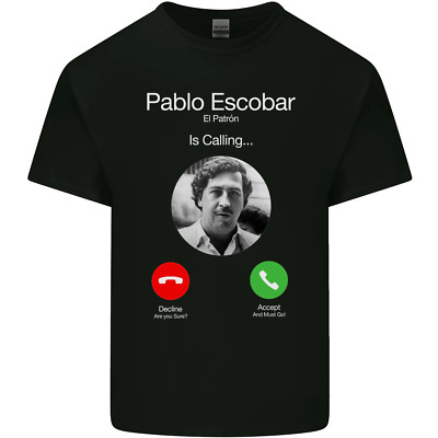 Pablo Escobar El Patron Is Calling Herren Baumwoll Maglietta Gildan 5000