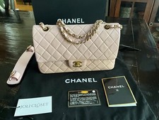 Chanel Classic Flap Bag Medium Rose Soft Pink Lambskin Brush Gold HW