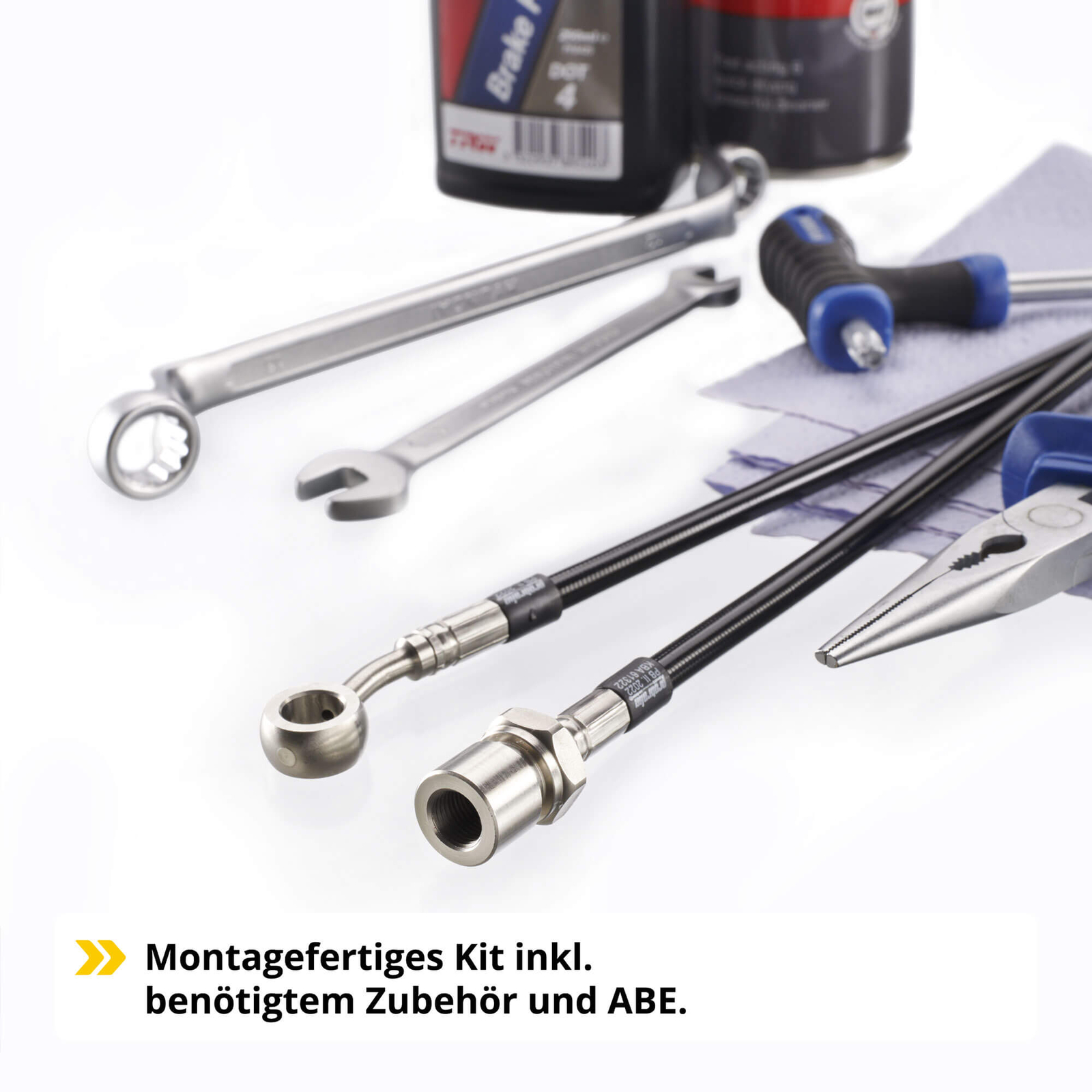 Stahlflex Bremsleitung 105cm Vorne - Für Benzhou Retro Star YY50QT-15