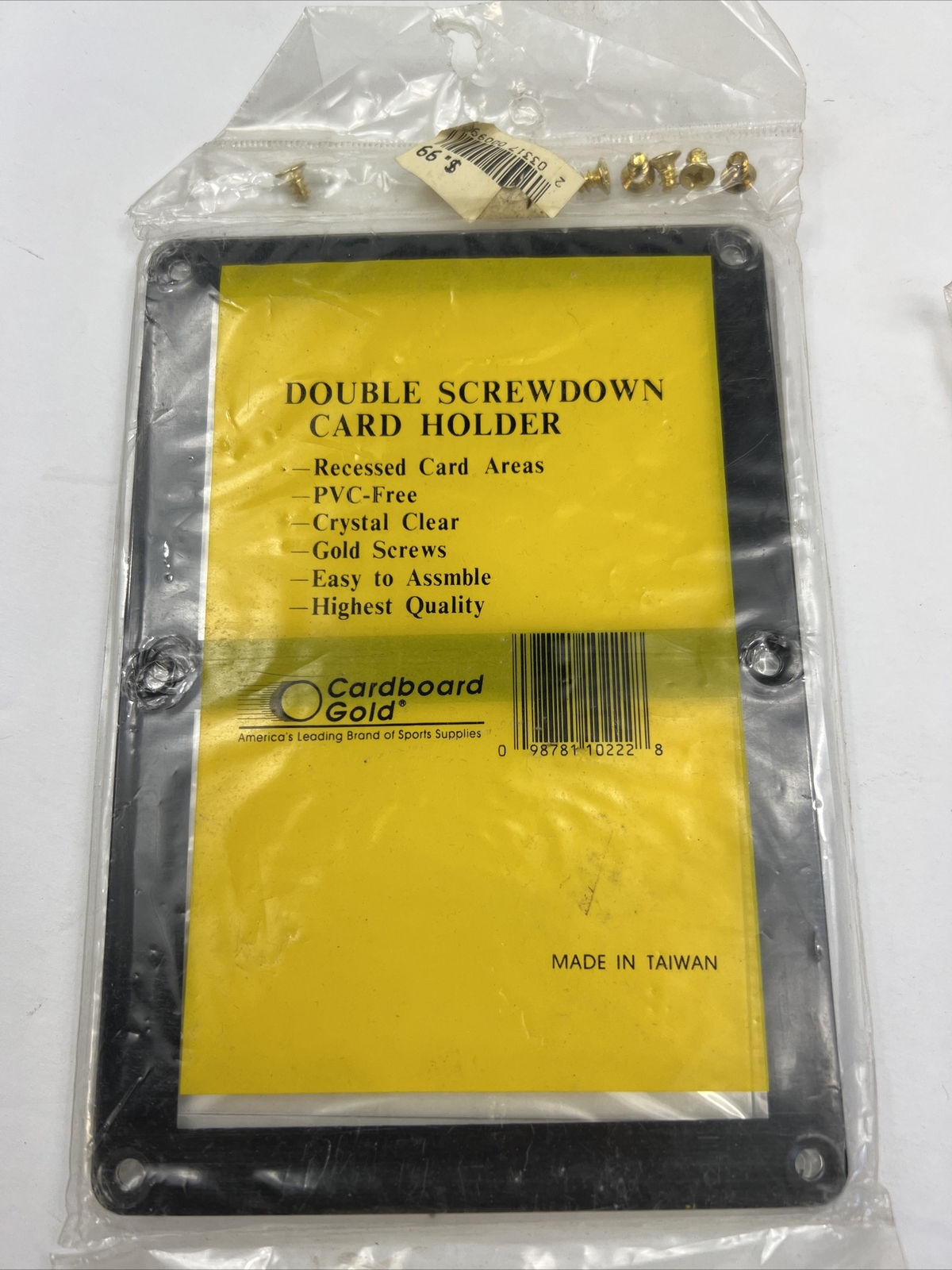 DOUBLE SCREWDOWN CARD HOLDER CARDBOARD GOLD. Unopened And New In Sealed