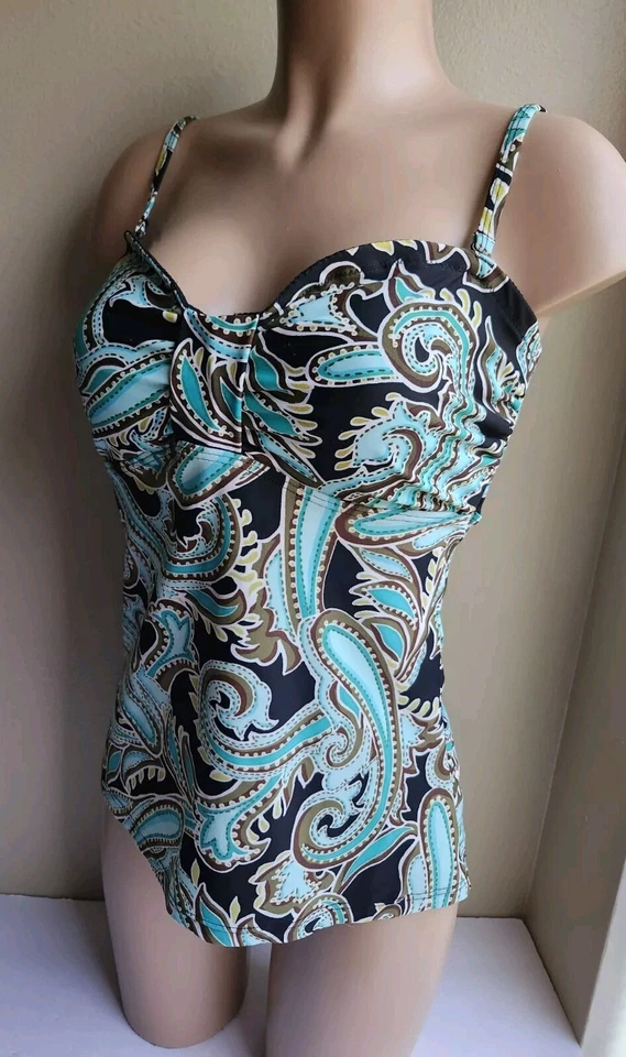 Купальный костюм Croft & Barrow топ танкини с принтом пейсли с легкой подкладкой размер 12 - Изображение 3 из 4