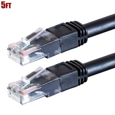5FT Cat6 RJ45 Outdoor Network LAN Ethernet UTP Patch Cable Cord Snagless Black