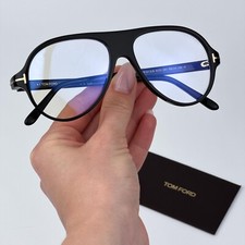 Tom Ford Women Eyeglasses Shiny Black Blue Block Pilot FT5012-B/V 001 BRAND NEW