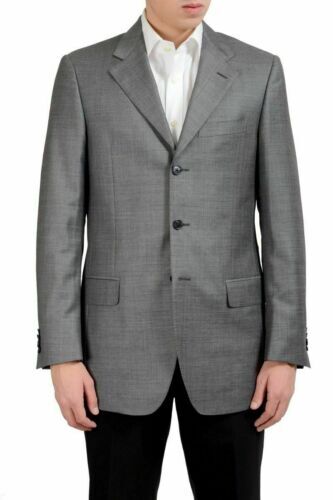 Salvatore Ferragamo ビジネスジャケット グレー Salvatore Ferragamo Men's 100% Wool Gray Three Button Blazer US