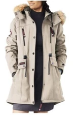 $210 Canada weather gear tan Anorak jacket Size Medium With Fur Hood