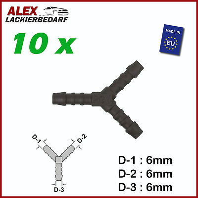 10 x PVC Schlauchverbinder Pipe Connector Y-Stück 6mm x 6mm x 6mm (2728)