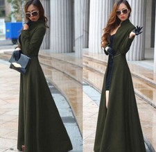 Women's Long Sleeve Maxi Tops Coat Full Length Long Trench Coat Overcoat Jackets