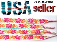 flat green white pink FLOWERS girl lady woman shoelace